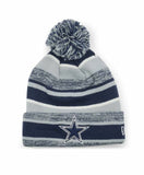 New Era NFL Dallas Cowboys Marled Stripe Knit Beanie Hat Hat With Pom - Team Colors
