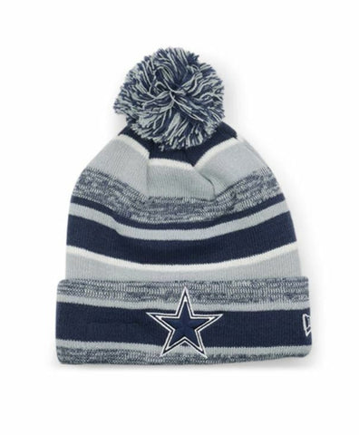 New Era NFL Dallas Cowboys Marled Stripe Knit Beanie Hat Hat With Pom - Team Colors