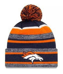 New Era NFL Denver Broncos Marled Stripe Knit Beanie Hat Hat With Pom - Team Colors