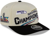 New Era 9SEVENTY Youth NFL Seattle Seahawks Super Bowl LX Champions Locker Room Trophy Collection Adjustable Snapback Hat - Cream/Black