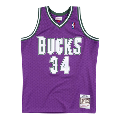 Ray Allen #34 Milwaukee Bucks Mitchell & Ness 2000-01 Swingman Jersey - Purple