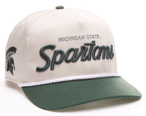 47 NCAA Hitch Michigan State Spartans Crosstown Script Rope Adjustable Snapback Hat - Cream/Green