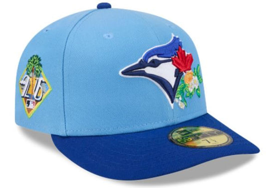 New Era 59FIFTY MLB Toronto Blue Jays Embroidered 2026 Spring Training Sidepatch Pre-Curved Visor Fitted Hat - Powder Blue/Royal Blue