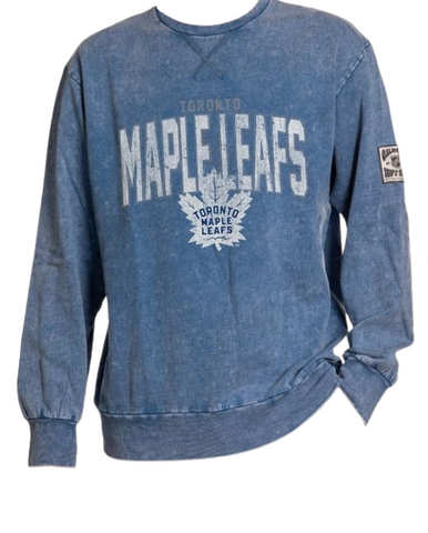 Calhoun NHL Toronto Maple Leafs Surf & Skate Unisex Acid Wash Ultra-Soft Crewneck Sweatshirt - Blue