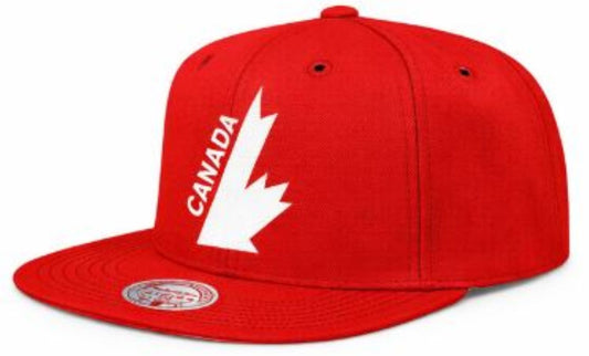 Mitchell & Ness Hockey Canada Leaf 1976 Pro Crown Fit Adjustable Snapback Hat - Red