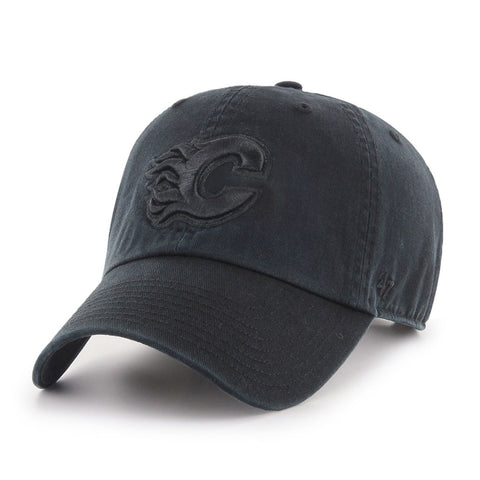 Calgary Flames '47 NHL Clean Up Adjustable Cap - Black / Black