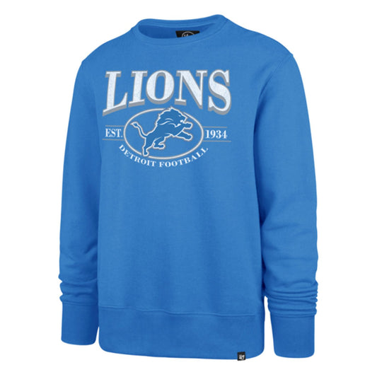 47 Men's NFL Detroit Lions Deluxia Headline Crew Long Pullover Sweatshirt - Blue