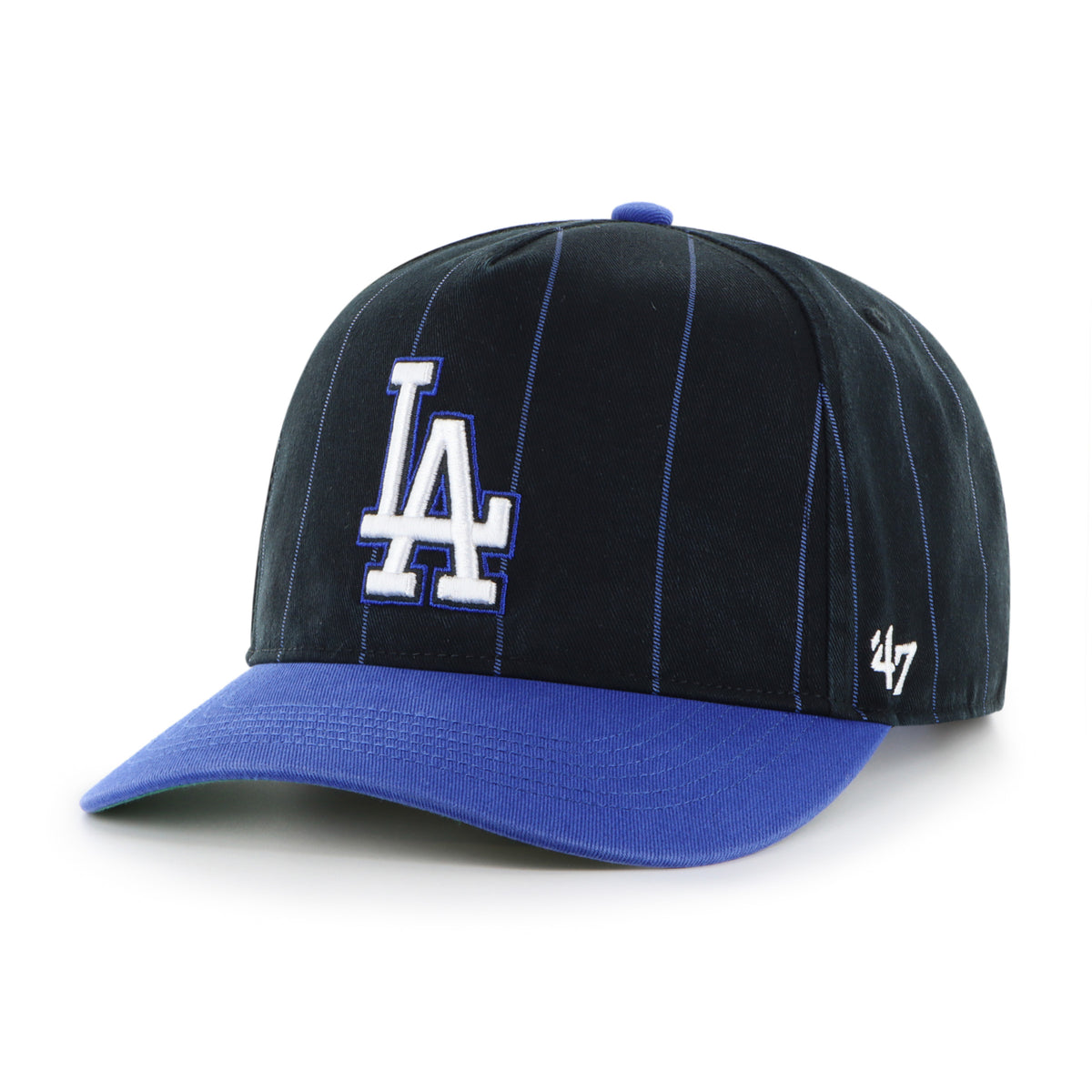 '47 MLB Los Angeles Dodgers Pinstripe Hitch Snapback Hat - Black/Blue