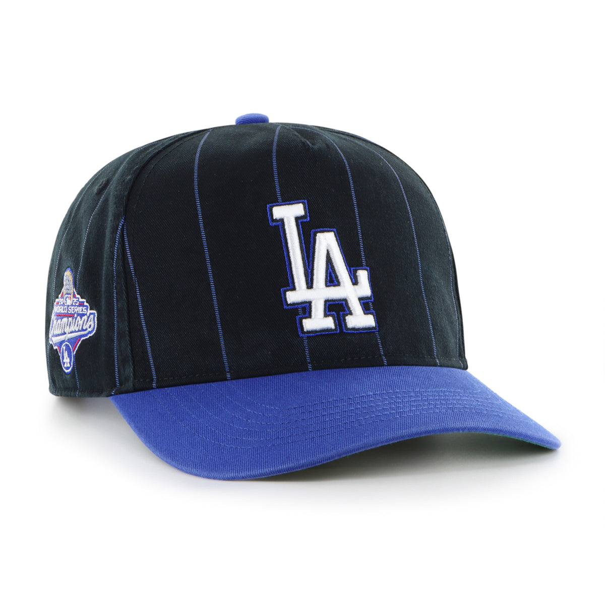 '47 MLB Los Angeles Dodgers Pinstripe Hitch Snapback Hat - Black/Blue
