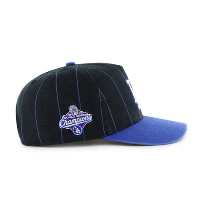 '47 MLB Los Angeles Dodgers Pinstripe Hitch Snapback Hat - Black/Blue
