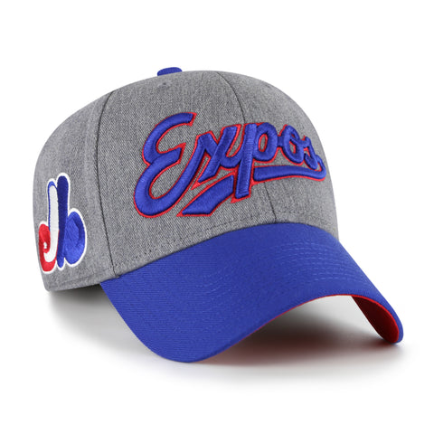 '47 MLB Montreal Expos Granite Script MVP Adjustable Snapback Hat - Grey / Blue