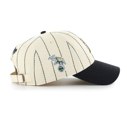 47 MLB Oakland Rawlings Pinstripe Clean Up Adjustable Snapback Hat - White/Black