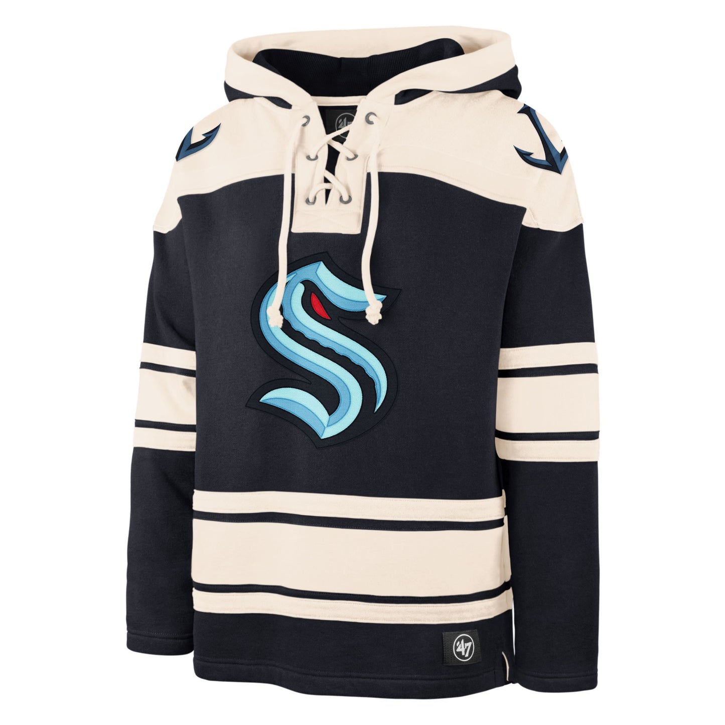 Seattle Kraken Lacer Hoodie - Navy and Cream