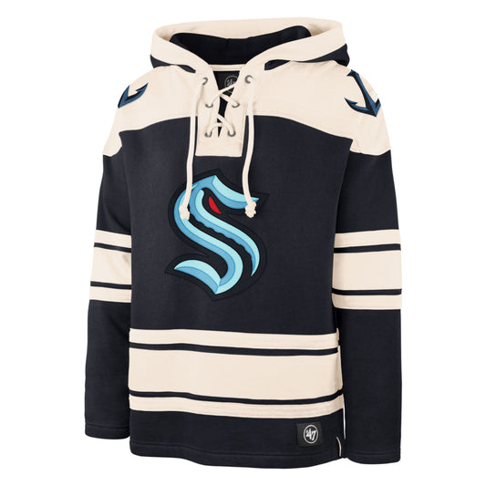 Seattle Kraken Lacer Hoodie - Navy and Cream