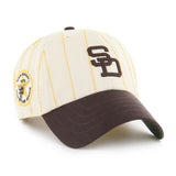 '47 MLB San Diego Padres Rawlings Pinstripe Clean Up Adjustable Snapback Hat - White/Brown