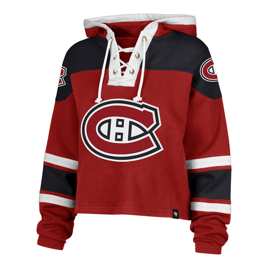 '47 NHL Montreal Canadiens Women's Cropped Superior Lace Hoodie - Red