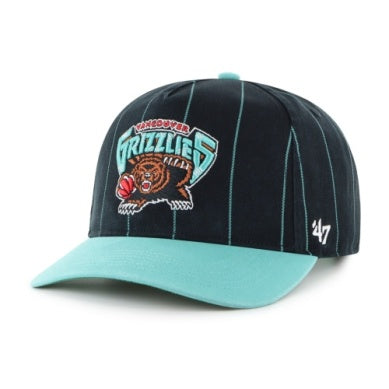 '47 NBA Vancouver Grizzlies Pinstripe Hitch Snapback Hat - Black/Teal