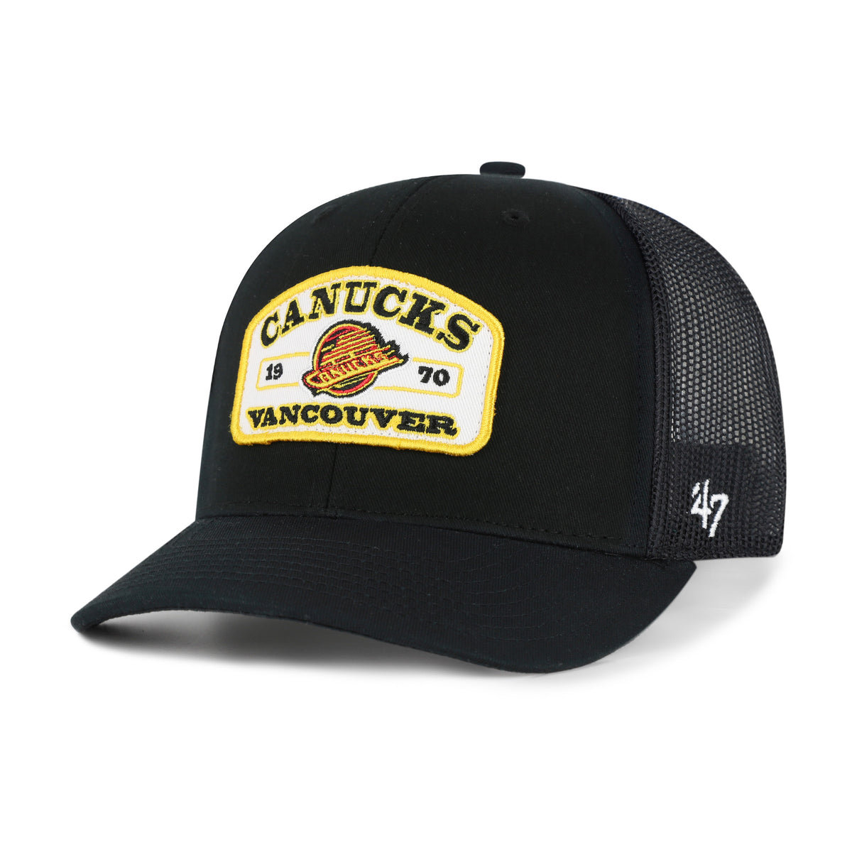 '47 NHL Vancouver Canucks Roadway Trucker Snapback Hat - Black