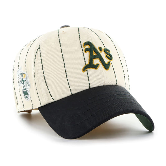 47 MLB Oakland Rawlings Pinstripe Clean Up Adjustable Snapback Hat - White/Black