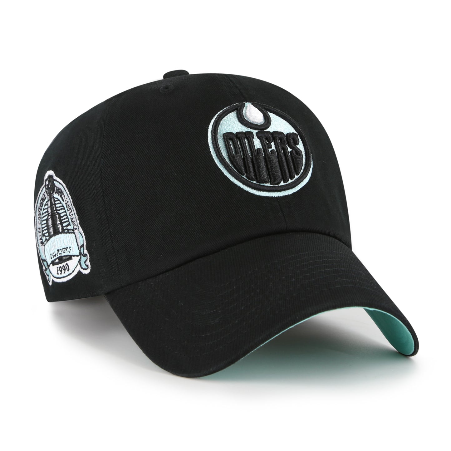 '47 NHL Edmonton Oilers Black Mint Double Under Clean Up Adjustable Hat - Black