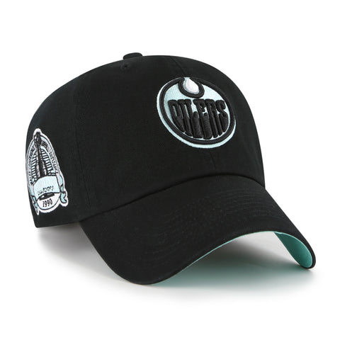 '47 NHL Edmonton Oilers Black Mint Double Under Clean Up Adjustable Hat - Black