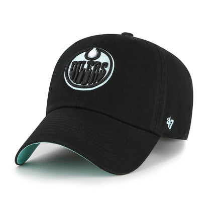 '47 NHL Edmonton Oilers Black Mint Double Under Clean Up Adjustable Hat - Black