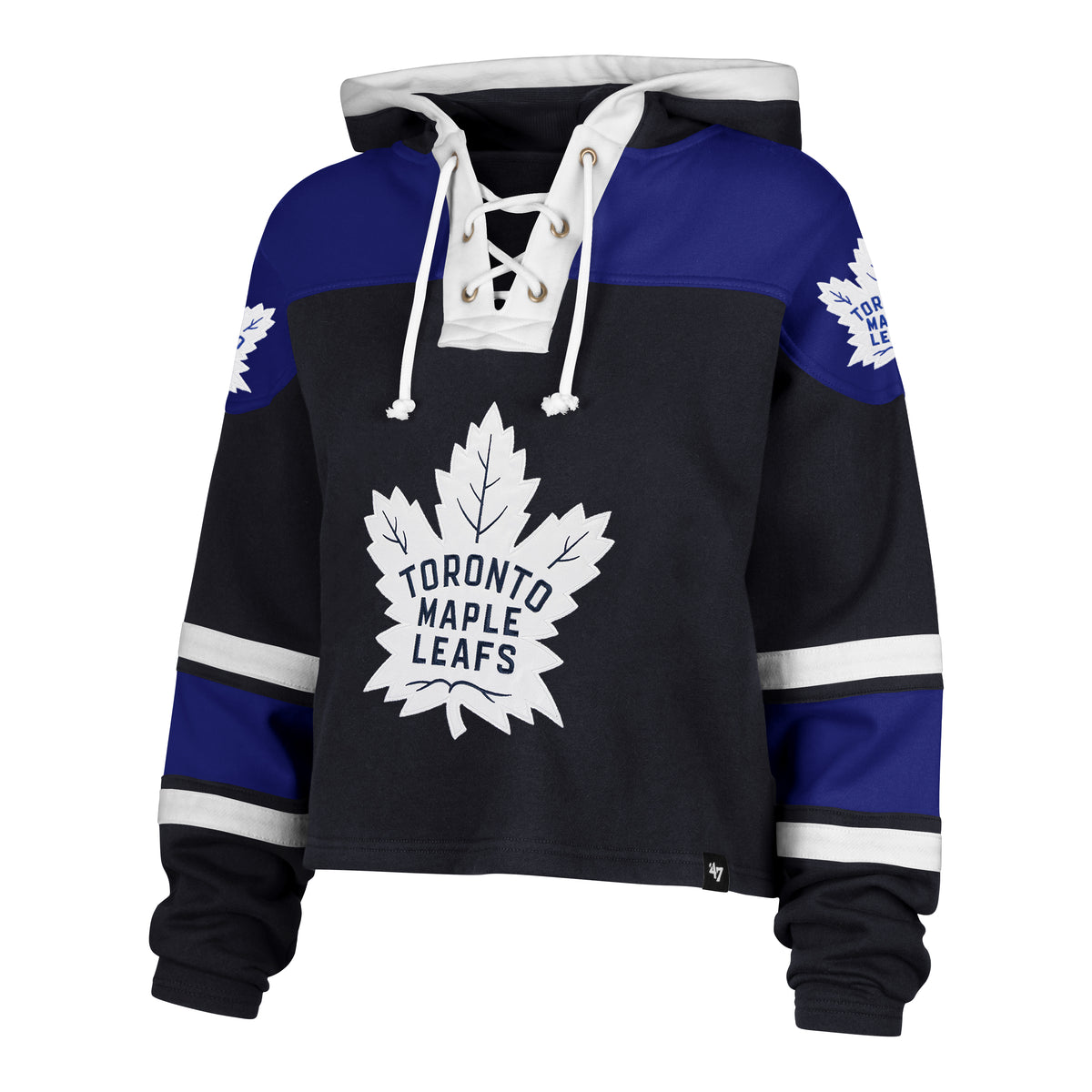 '47 NHL Toronto Maple Leafs Women's Cropped Superior Lace Hoodie - Blue