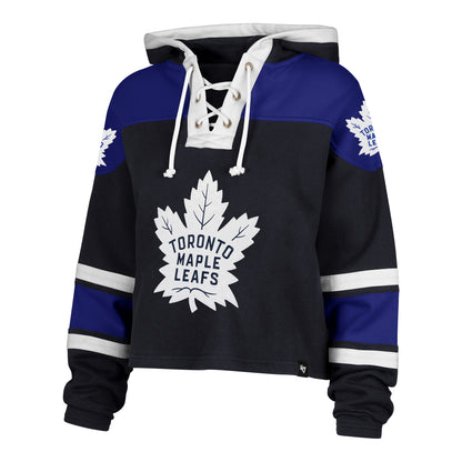 '47 NHL Toronto Maple Leafs Women's Cropped Superior Lace Hoodie - Blue