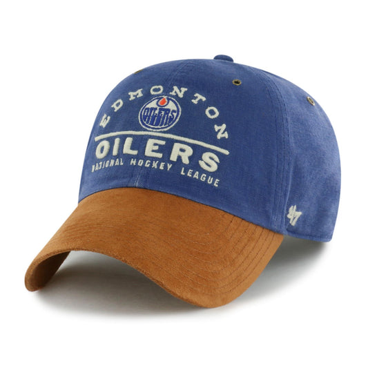 47 NHL Edmonton Oilers Windham Suede Clean Up Adjustable Hat - Blue/Brown