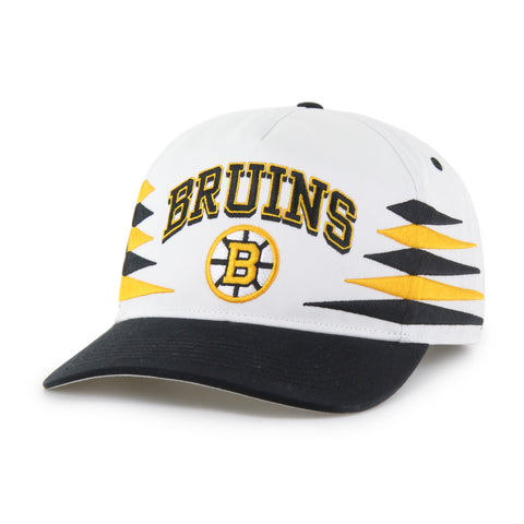 '47 NHL Hitch Boston Bruins Diamond Cut Snapback Hat - White / Black