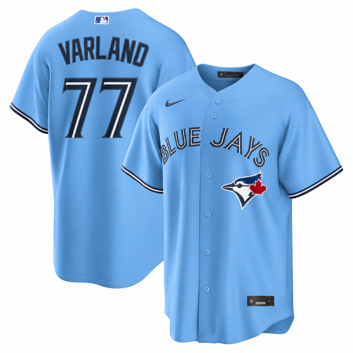 Nike Mens MLB Toronto Blue Jays Louis Varland #77 Replica Jersey - Powder Blue