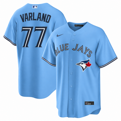 Nike Mens MLB Toronto Blue Jays Louis Varland #77 Replica Jersey - Powder Blue