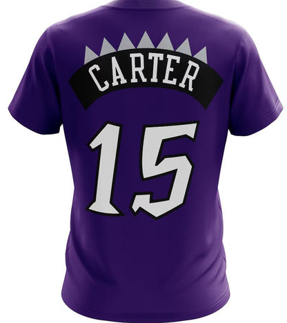 Mitchell & Ness Youth NBA Toronto Raptors Vince Carter Retro Dino Name & Number T-Shirt - Dark Purple