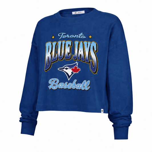 '47 Women's MLB Toronto Blue Jays Vibe Check Sydney Crop Long Sleeve Shirt - Blue