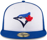 New Era 59FIFTY MLB Toronto Blue Jays Embroidered World Series 2025 Fitted Hat - White/Royal Blue