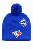 Mitchell & Ness MLB Toronto Blue Jays Gold Arch 2025 World Series Cuff Knit Beanie with Pom - Blue