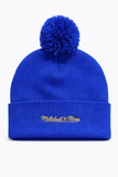 Mitchell & Ness MLB Toronto Blue Jays Gold Arch 2025 World Series Cuff Knit Beanie with Pom - Blue