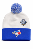 Mitchell & Ness MLB Toronto Blue Jays Gold Arch 2025 World Series Cuff Knit Beanie with Pom - Blue/White