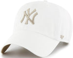 47 New York Yankees White Noise Logo Clean Up Adjustable Cap - White/Khaki