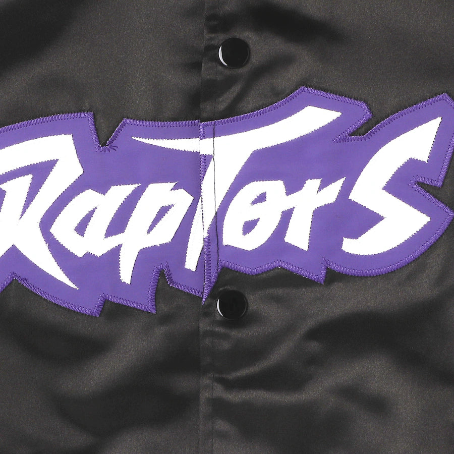 Youth Mitchell & Ness Black Toronto Raptors Hardwood Classics Satin Raglan Full-Snap Jacket