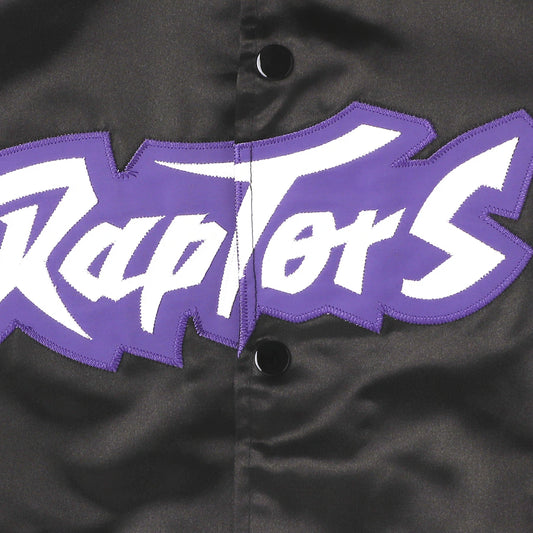 Youth Mitchell & Ness Black Toronto Raptors Hardwood Classics Satin Raglan Full-Snap Jacket