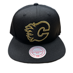 Men's Mitchell & Ness Calgary Flames NHL Snapback Hat - Black/Gold