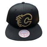 Men's Mitchell & Ness Calgary Flames NHL Snapback Hat - Black/Gold