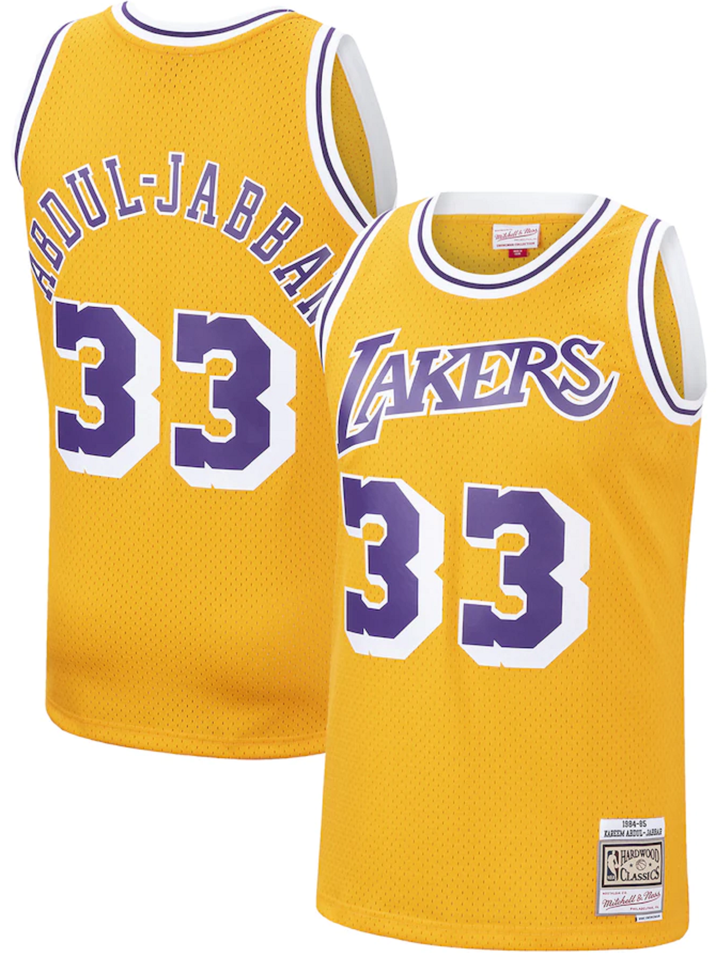 Men's Mitchell & Ness NBA Kareem Abdul-Jabbar Los Angeles Lakers 1984-85 Hardwood Classics Swingman Jersey - Gold