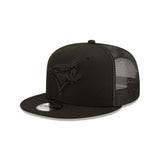 New Era Toronto Blue Jays Adjustable 9Fifty MLB Trucker Snapback Hat - Black Out