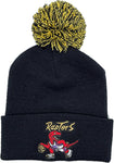 Toronto Raptors Mitchell & Ness Hardwood Classics Dribble Cuffed Pom Knit Black Hat