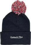Mitchell & Ness Toronto Raptors Basic Logo Cuffed Pom Knit Black Hat