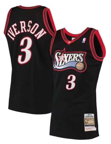 Men's Mitchell & Ness NBA Allen Iverson Philadelphia 76ers 1997/98 Hardwood Classics Authentic Jersey – Black