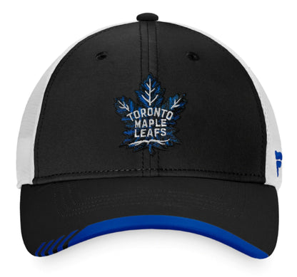 Men's Toronto Maple Leafs Fanatics Branded Black/White Authentic Pro Locker Room Alternate Logo Trucker - Snapback Hat