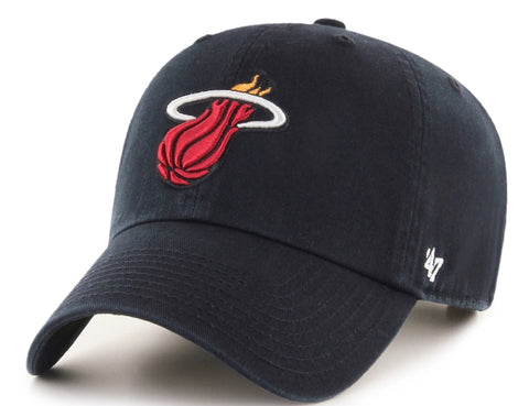 Miami Heat NBA ’47 Brand Adjustable Unstructured Clean Up Black Hat